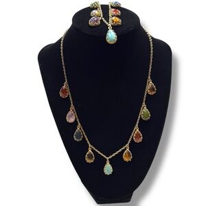 Vintage Lauren Ralph Lauren Teardrop Gem Necklace & Bracelet Set